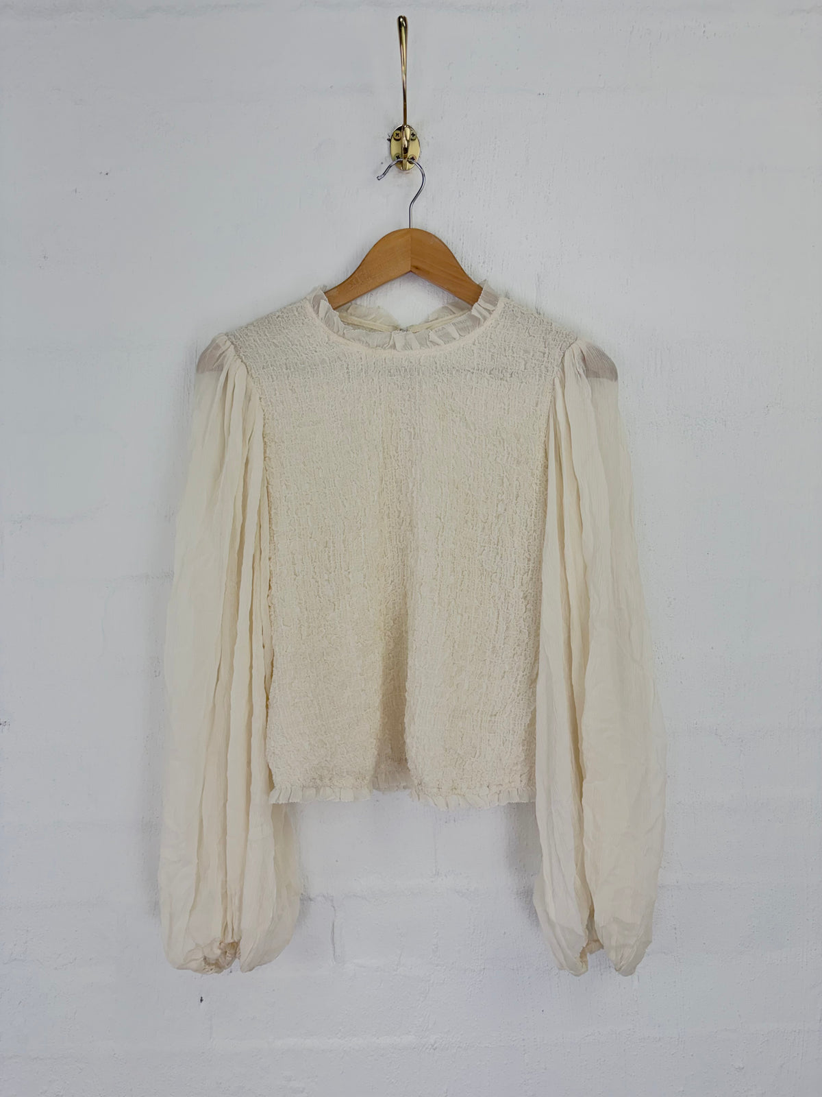 Ulla Johnson Ruffled Texture Puff Sleeve Silk Blouse - AU8