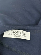 Clotilde Navy Blue Feather-Fringed Midi Dress - AU8/10