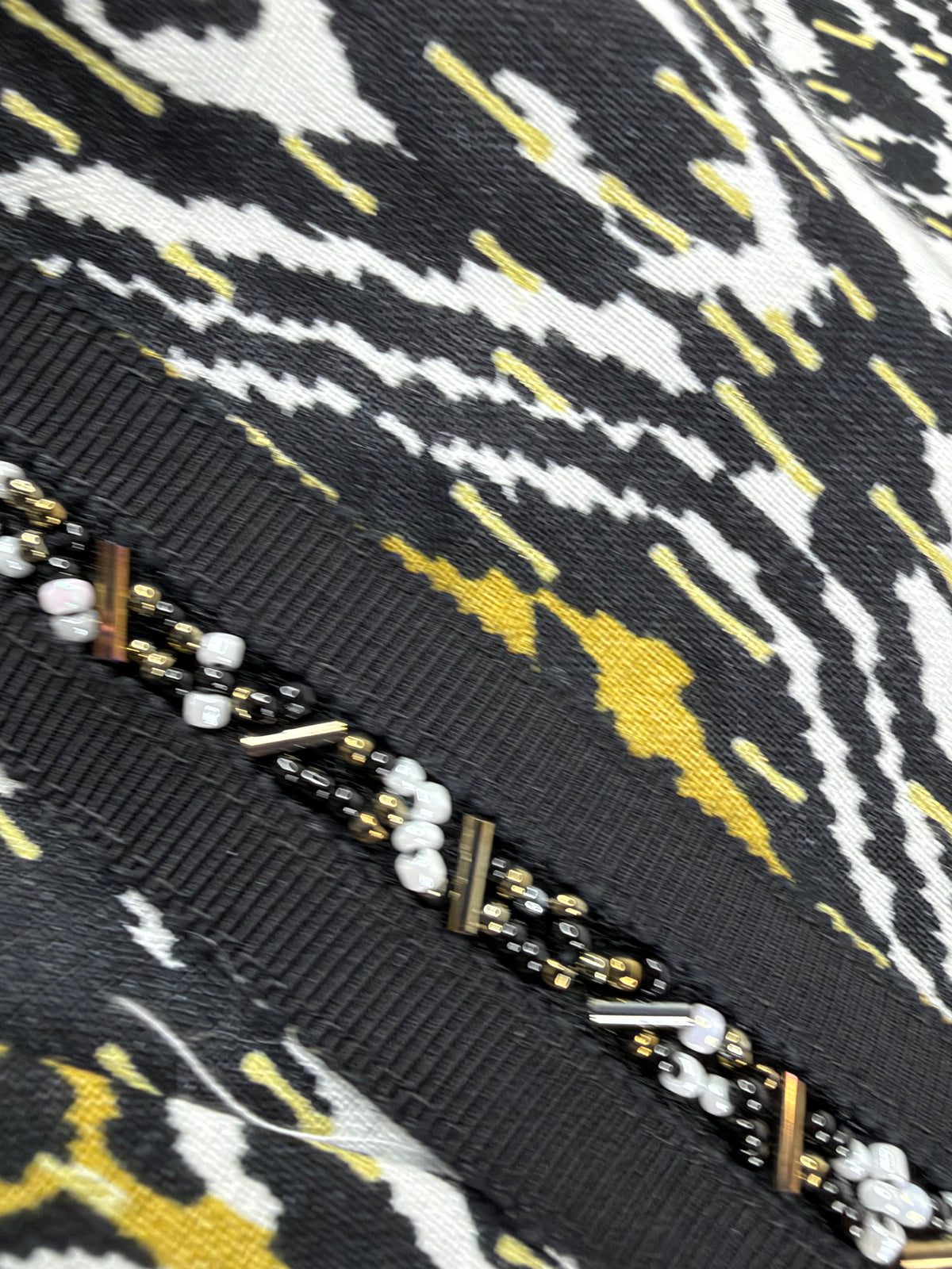 Patrizia Pepe Black, White & Gold Patterned Linen Slacks - AU10