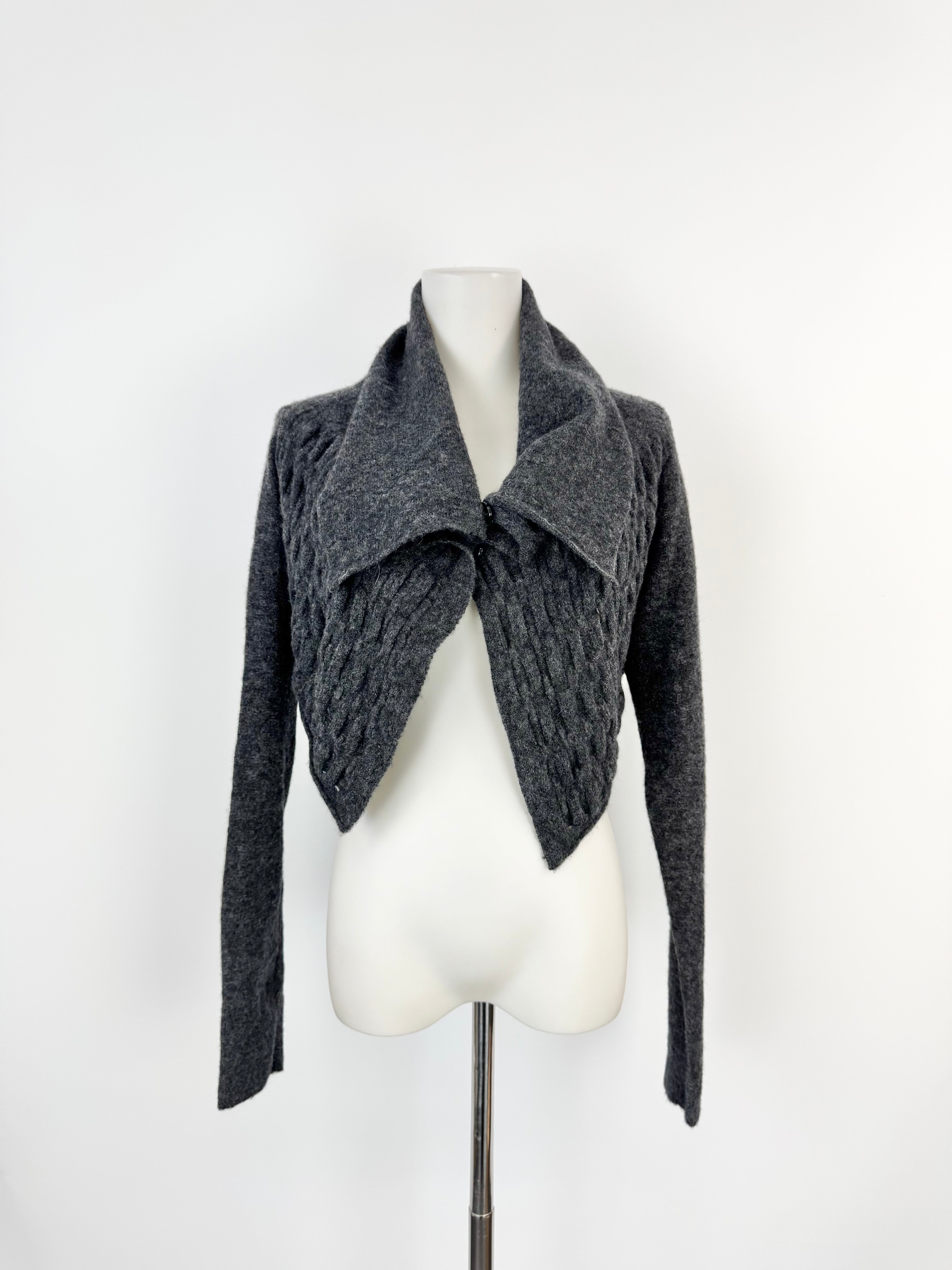 Sarah Pacini Grey Wool Long Sleeve Crop Top NWT - AU6/8