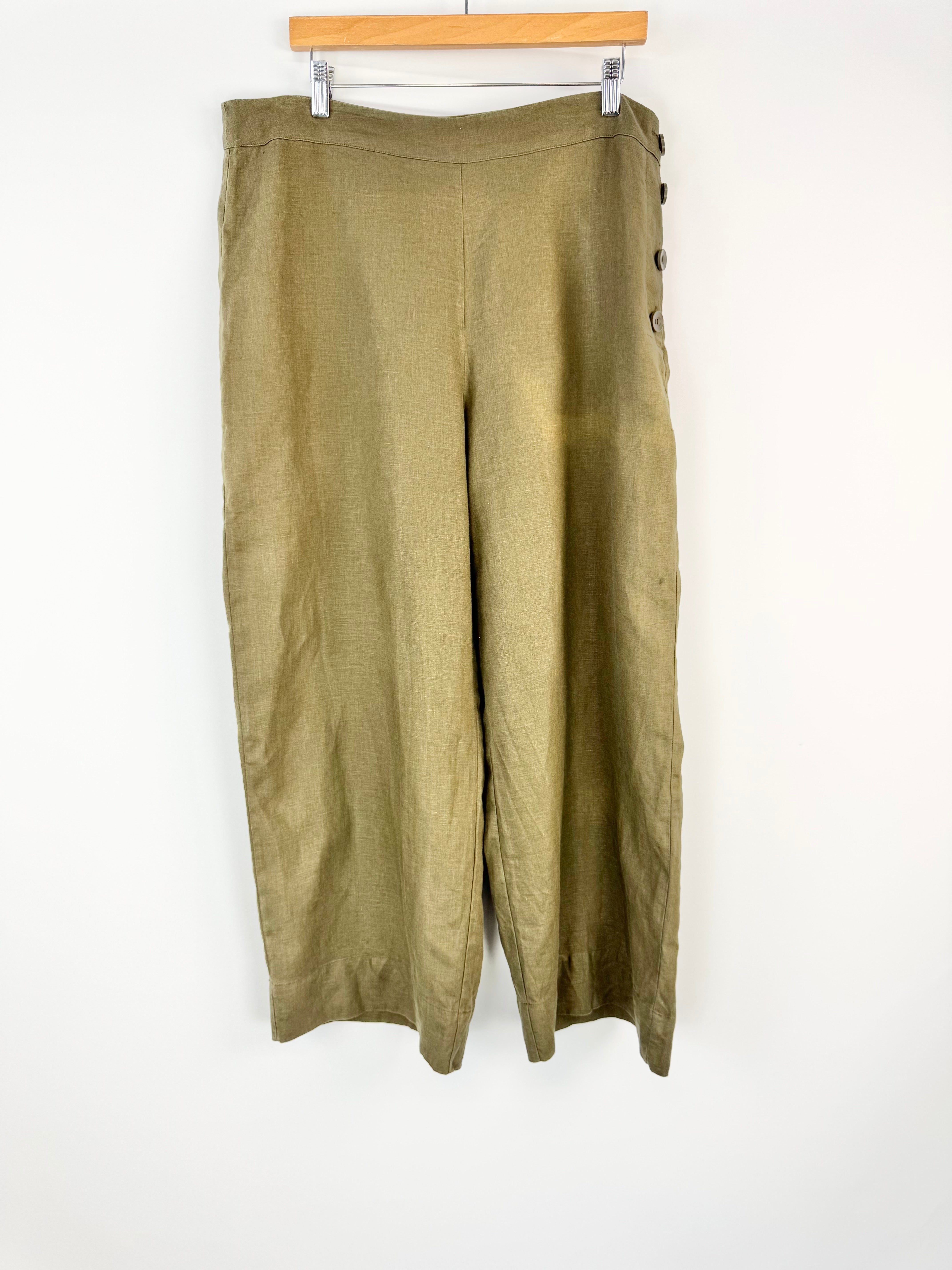 Elk Linen Olive Pants - AU18