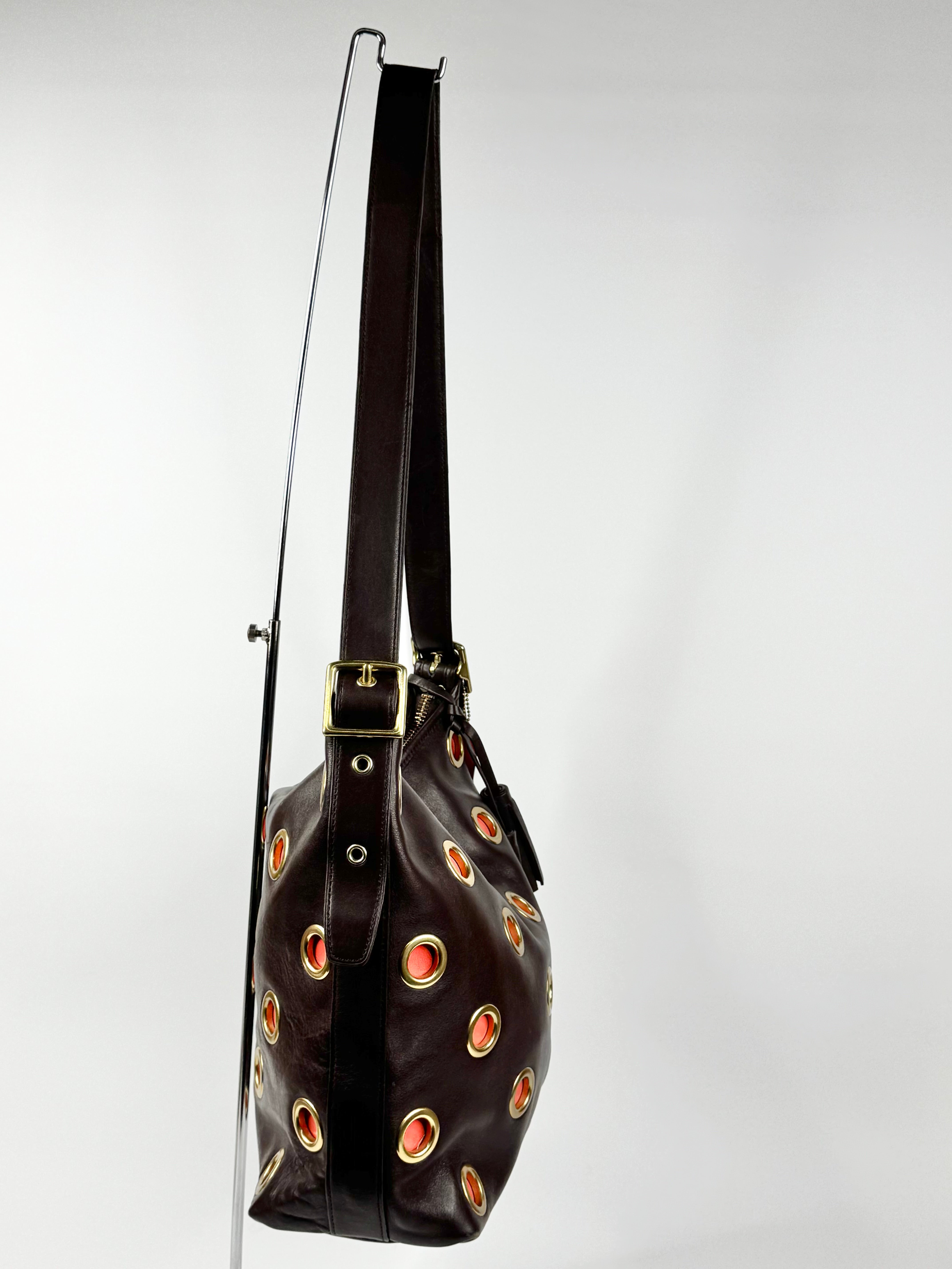 Coach 'Legacy' Double Gromment Umber & Orange Shoulder Bag