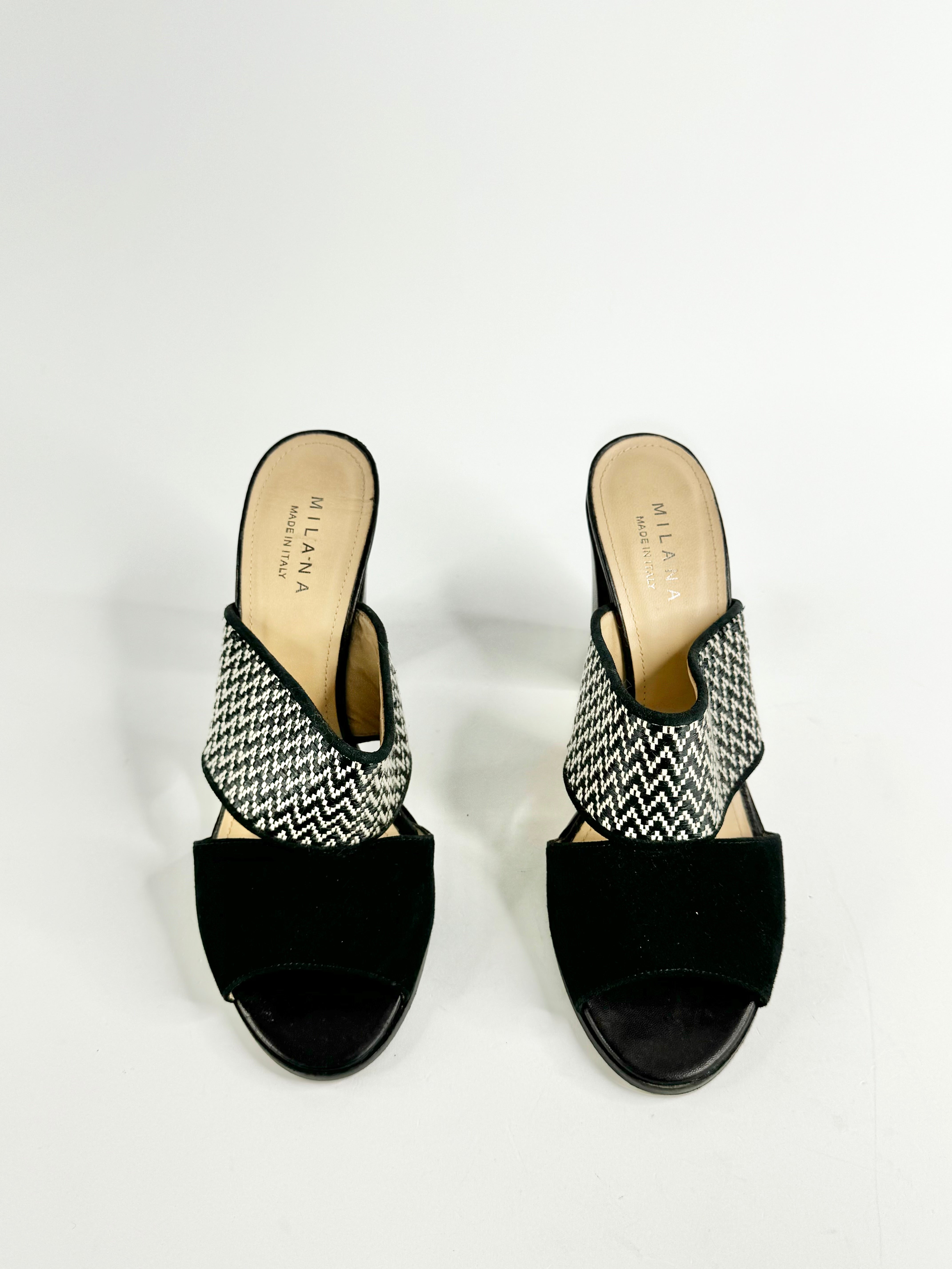 Milana Black & White Peep Toe Heels - EU41