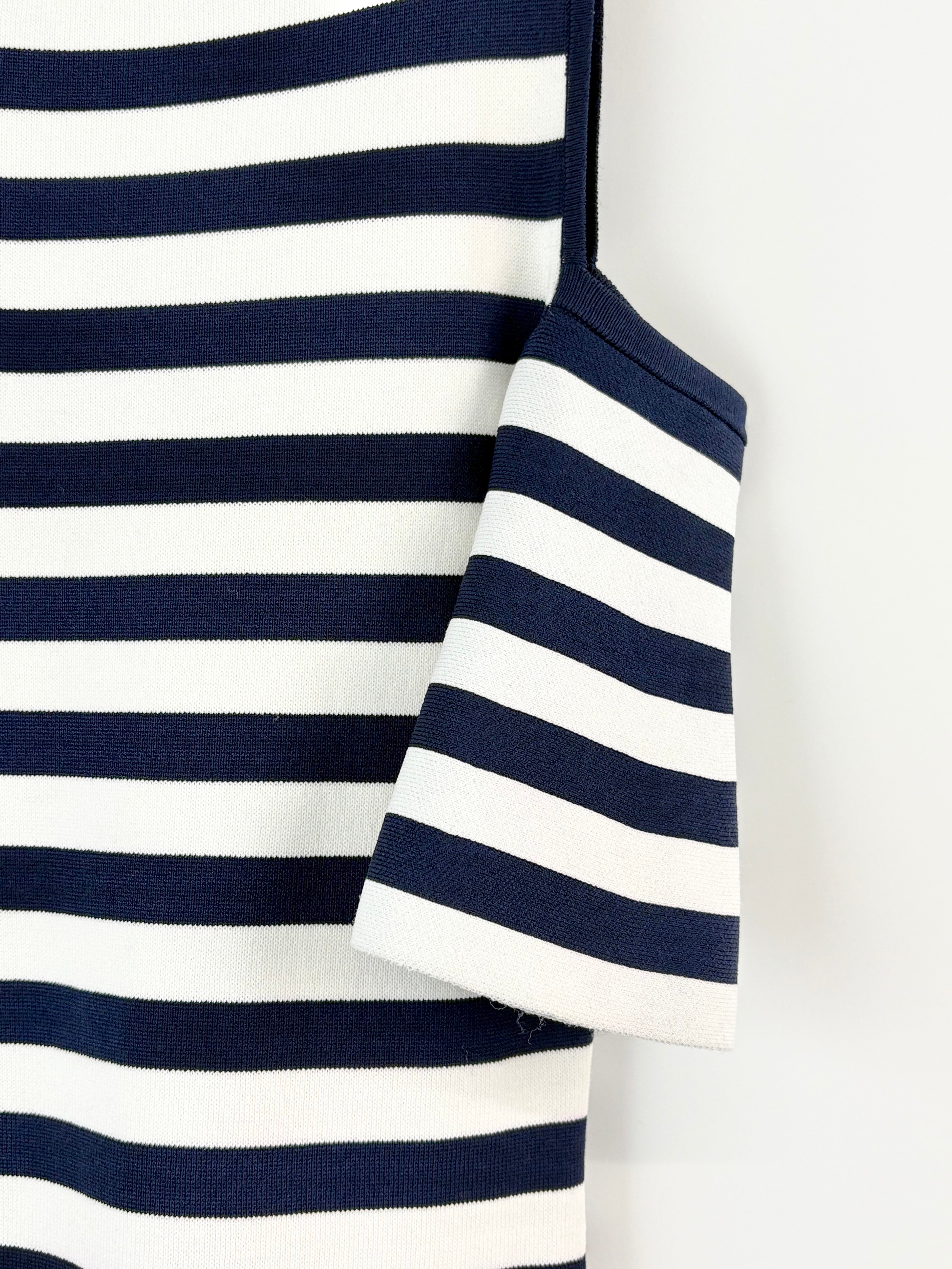 Michael by Michael Kors Navy & White Striped Off-Shoulder Fitted Dress - AU6/8