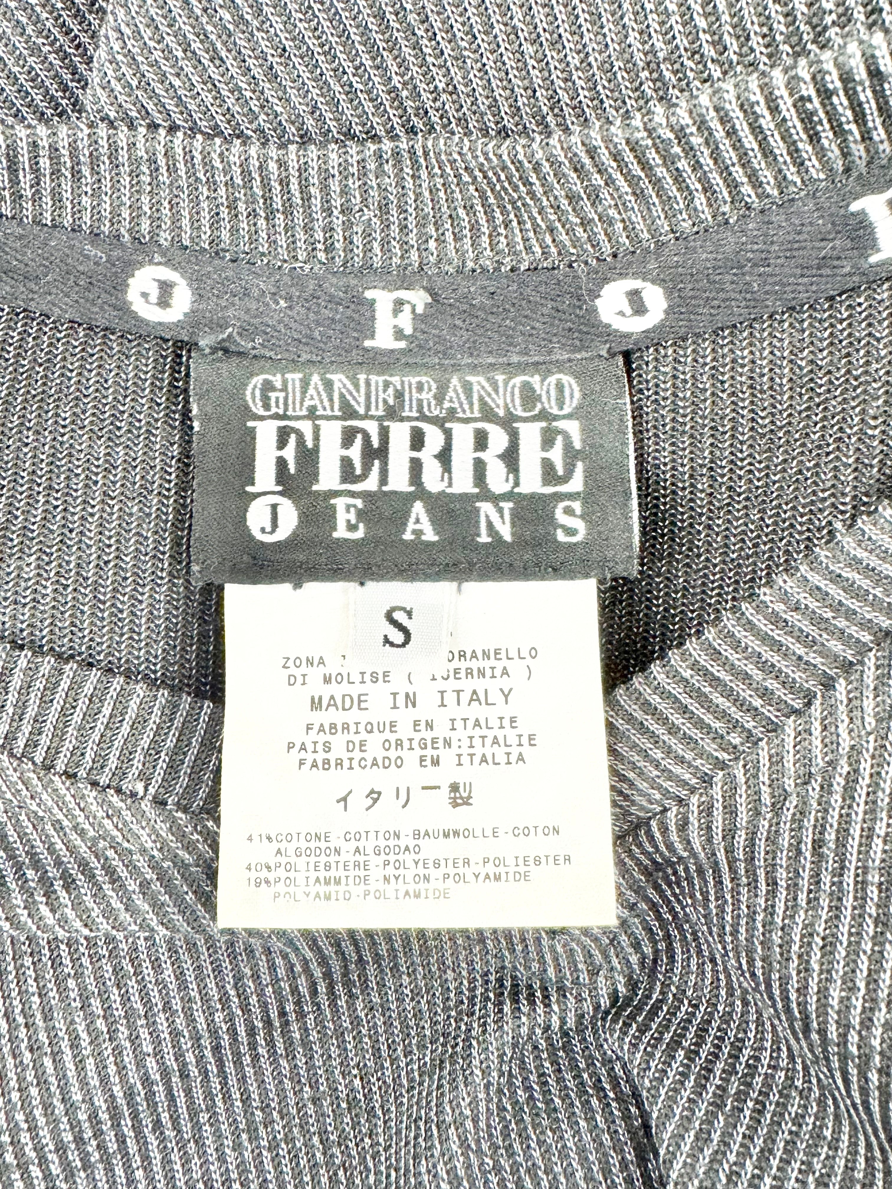Gianfranco Ferre Jeans Deep Grey V-Neck Long Sleeve Top - S