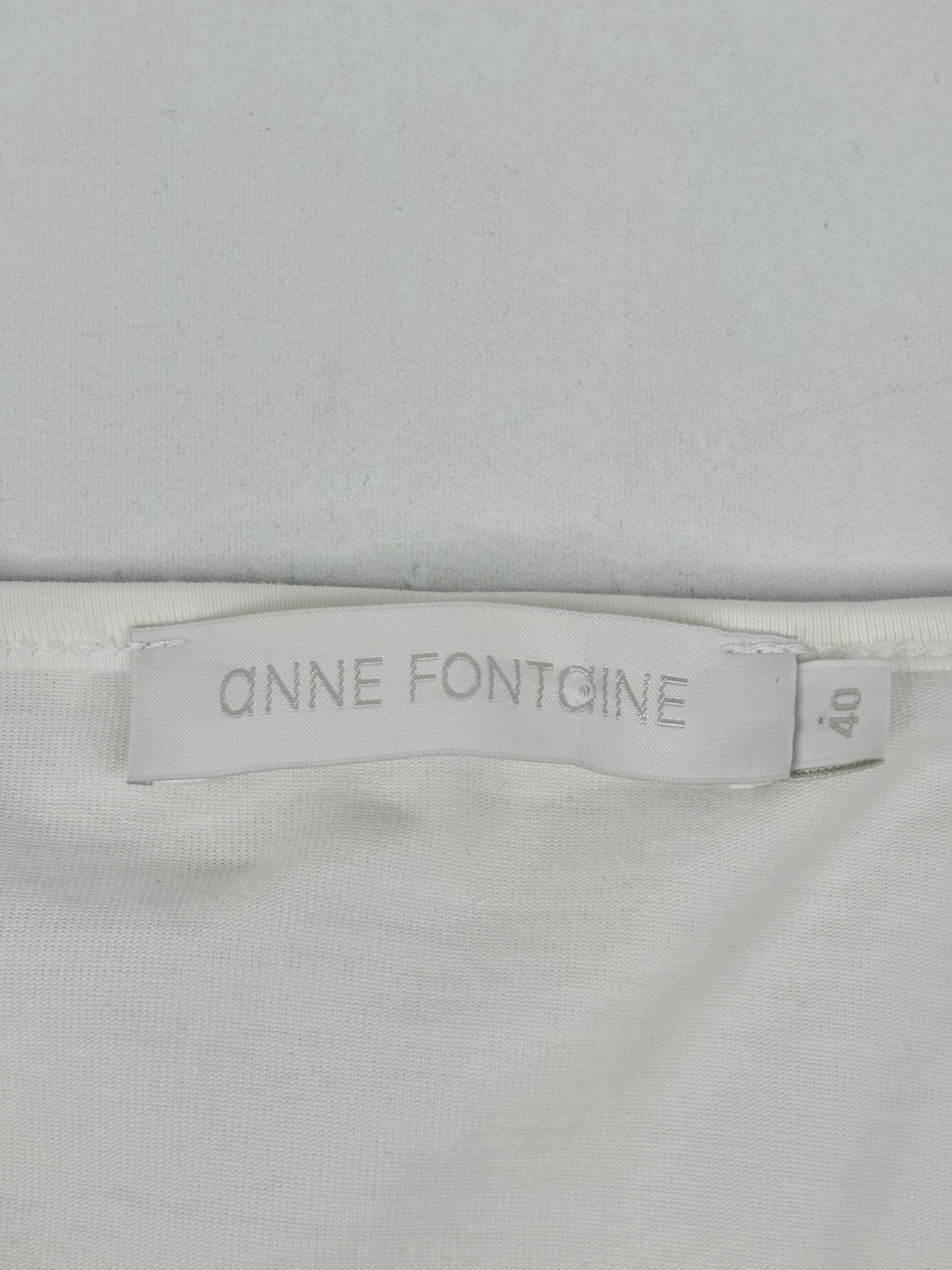 Anne Fontaine White Mesh-Sleeved Top - AU10/12