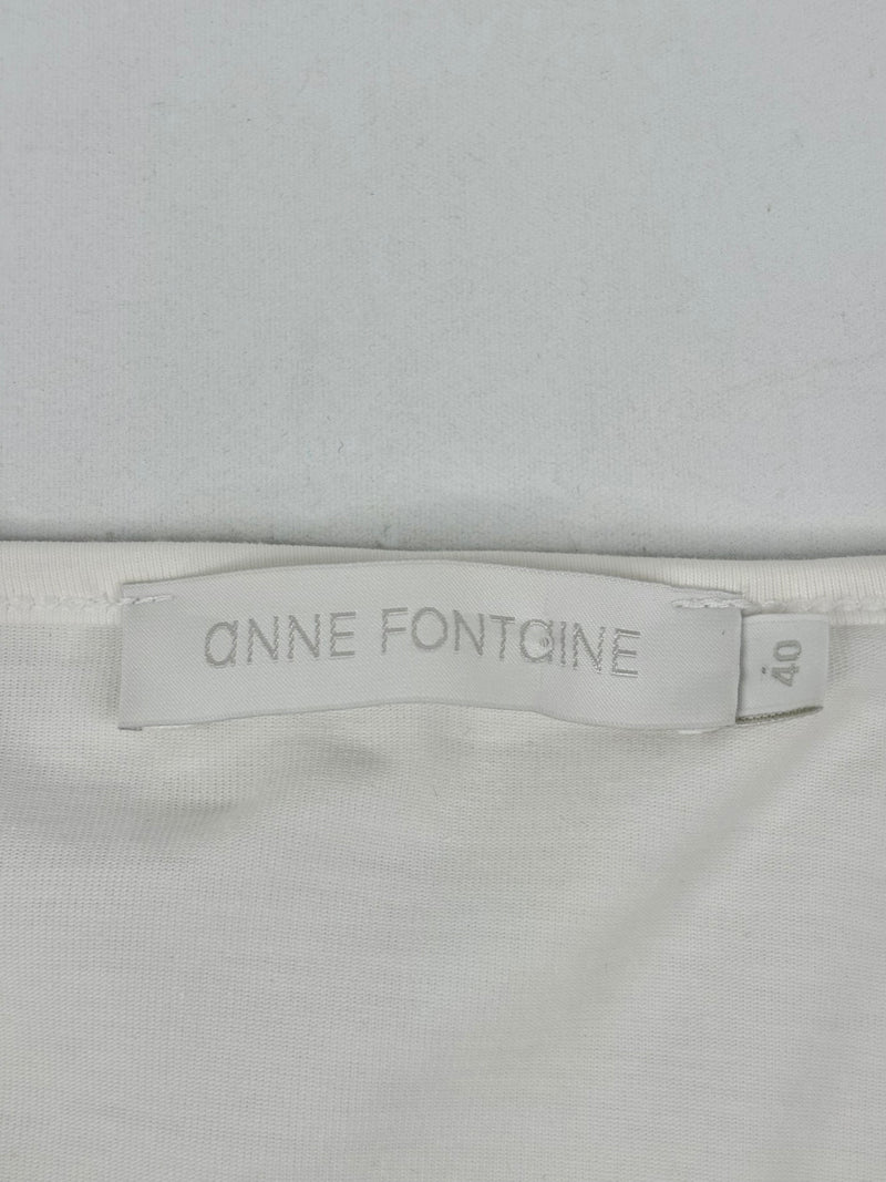 Anne Fontaine White Mesh-Sleeved Top - AU10/12