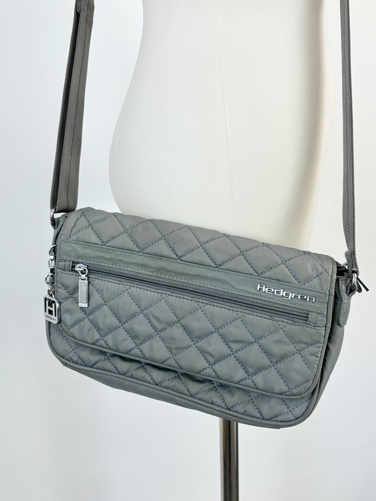 Hedgren Grey Quilted Crossbody Bag