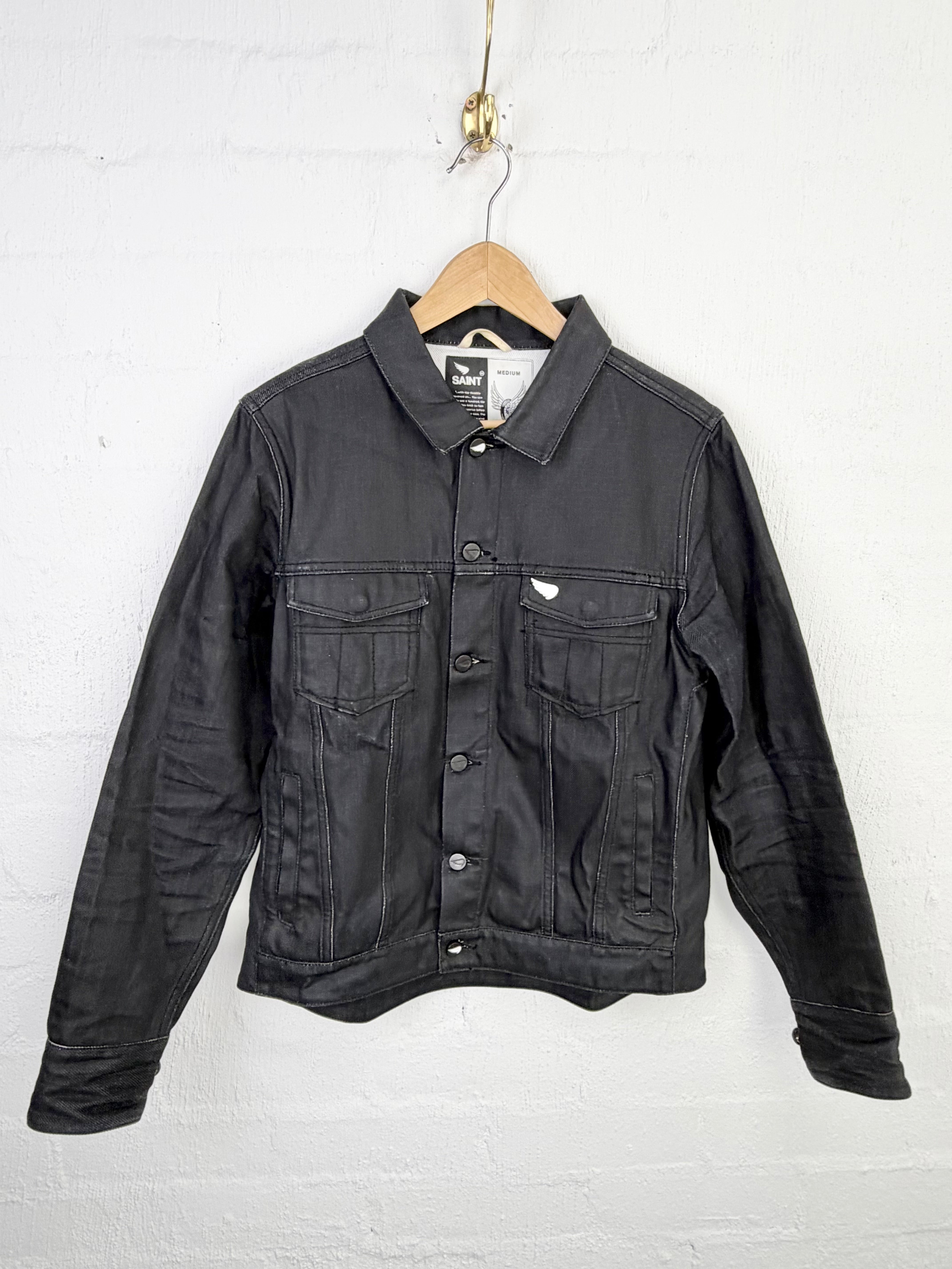Saint Black Coated Denim Jacket - M
