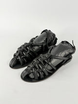Asra Black Leather 'Sunnie' Strappy Sandals - EU40