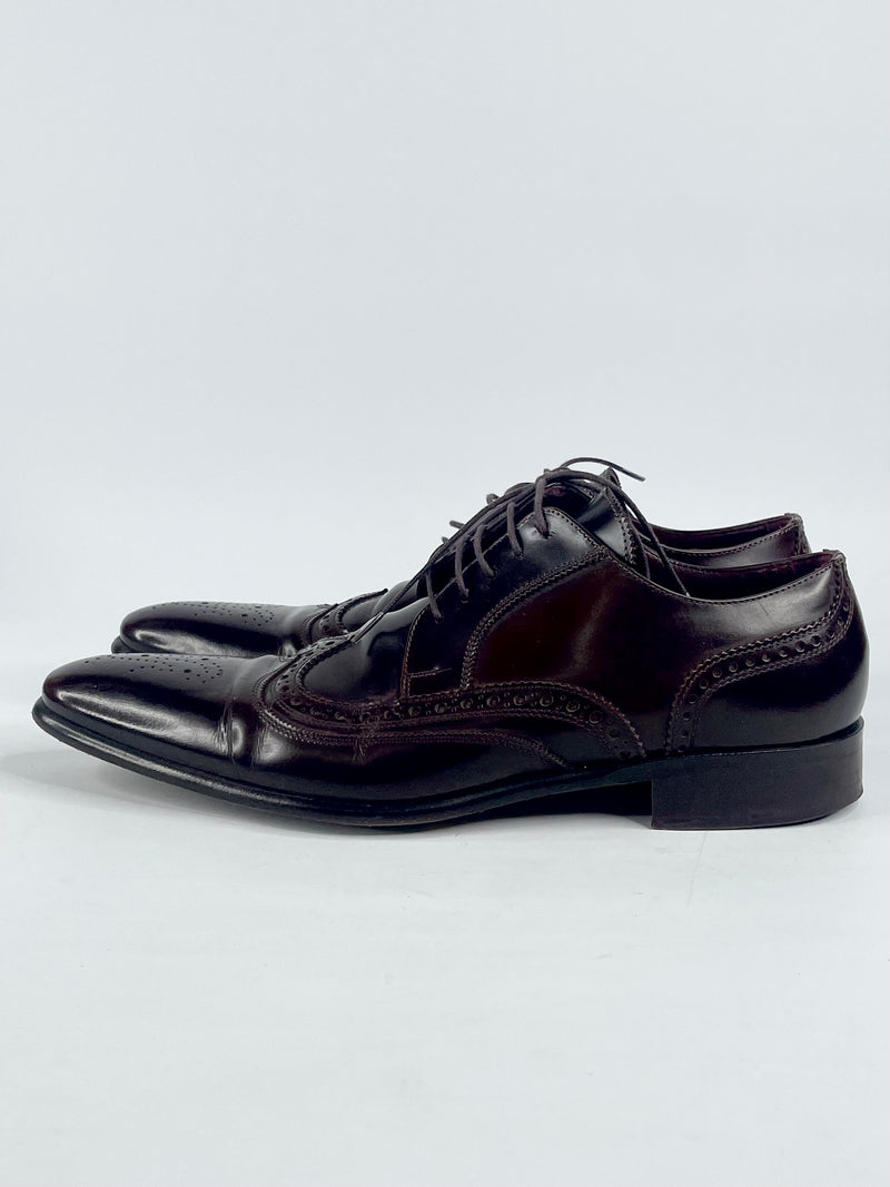 Fratelli Borgioli Dark Brown Wing-Tip Oxford Shoes - EU40