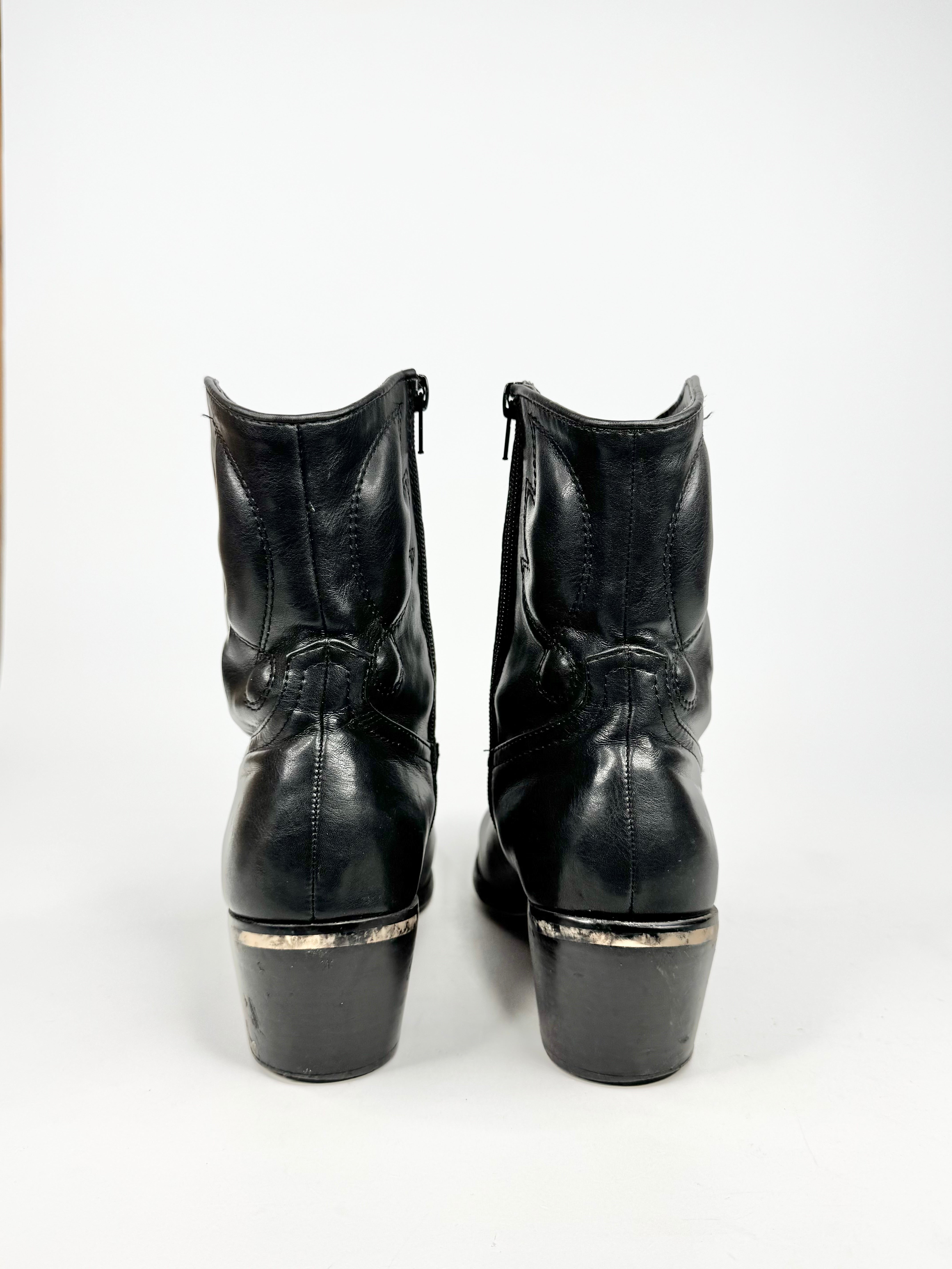 MFW Black Cowboy Style Ankle Boots - EU40