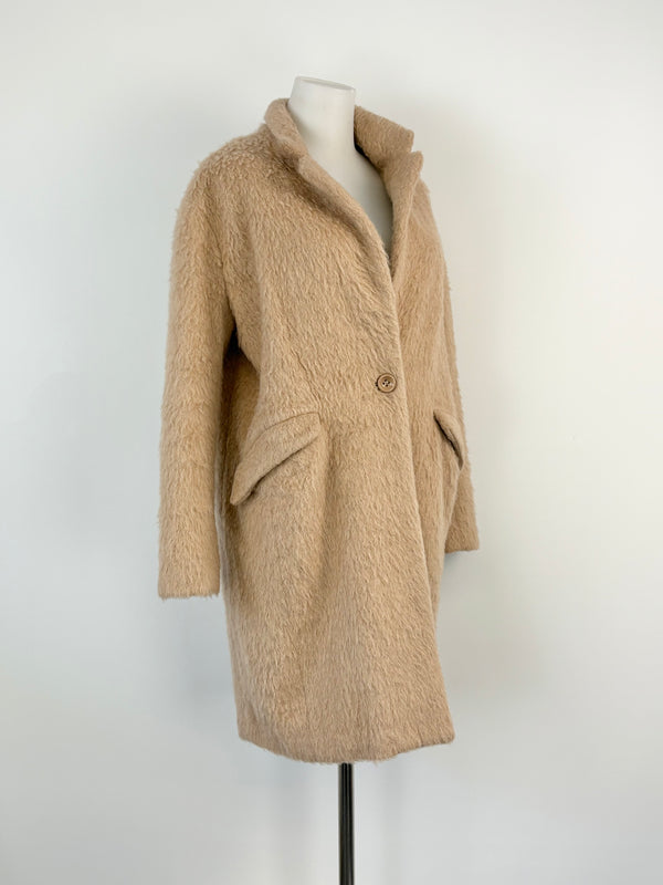 On Parks Taupe Wool & Mohair Blend Coat - AU8