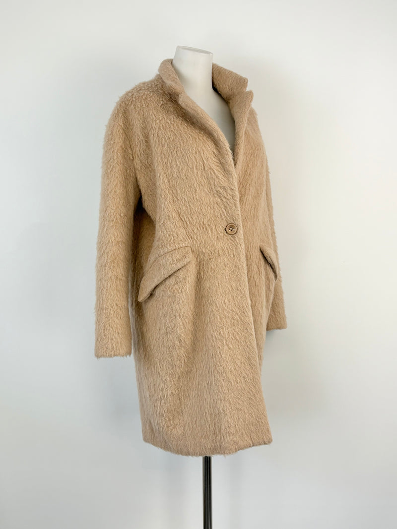 On Parks Taupe Wool & Mohair Blend Coat - AU8