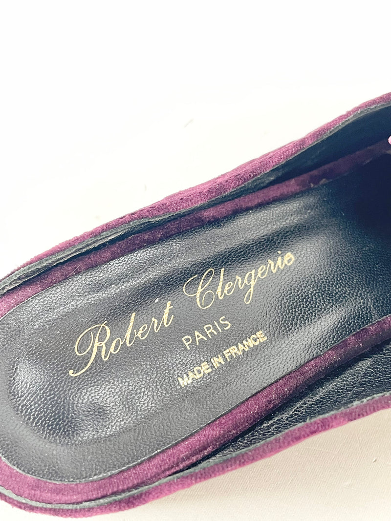 Robert Clergerie Bordeaux Grained Velvet Mules - EU41