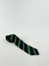 Vintage Blue & Green Stripe Silk Tie