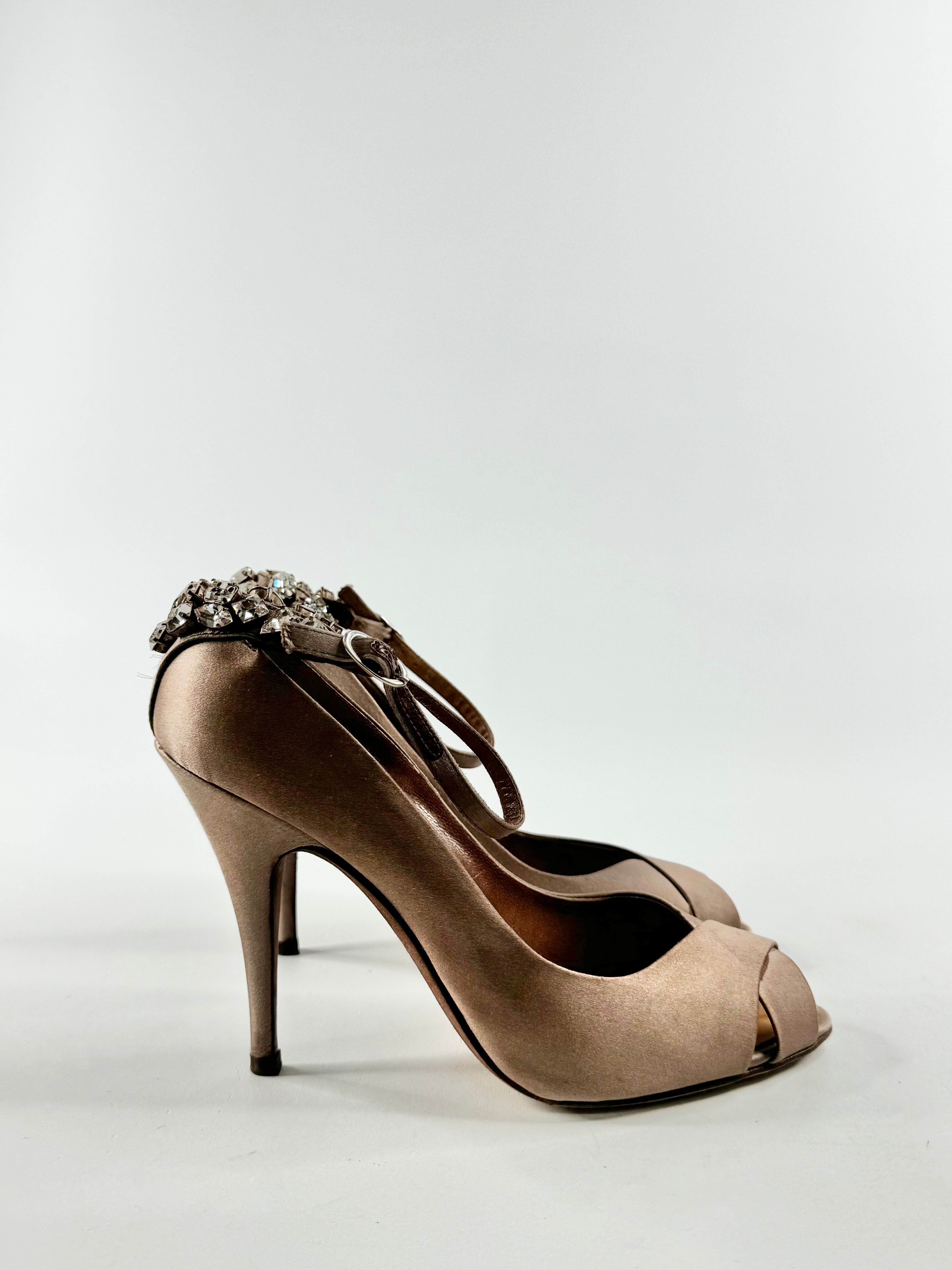 Giuseppe Zanotti Bejewelled Satin Stilettos - EU38