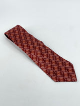 Lanvin Maroon Floral-Print Silk Tie