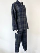 Oska Grey & Blue Plaid Wool & Linen 2 Piece - AU8/10