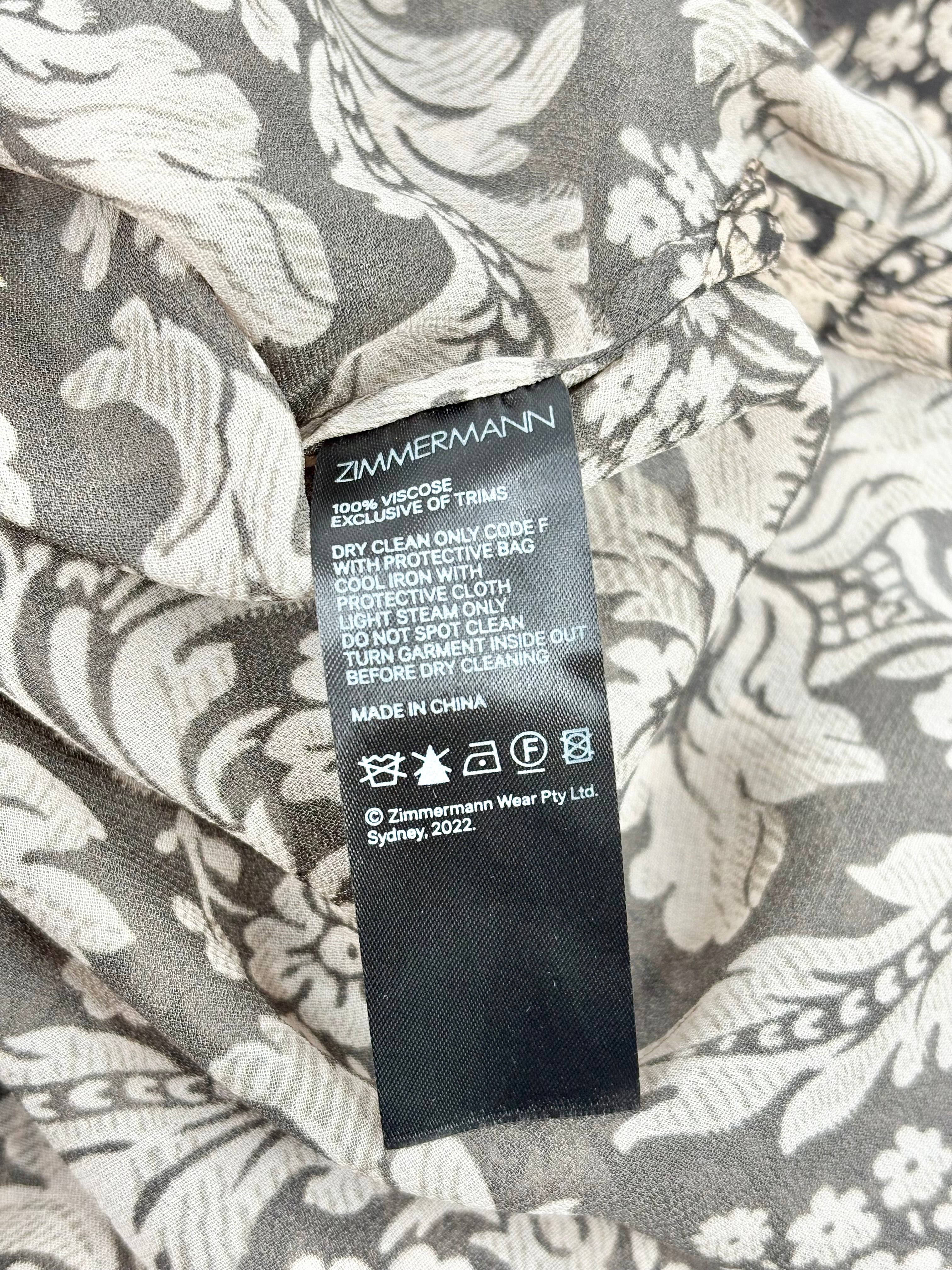 Zimmermann Sheer Brown Floral Blouse - AU16