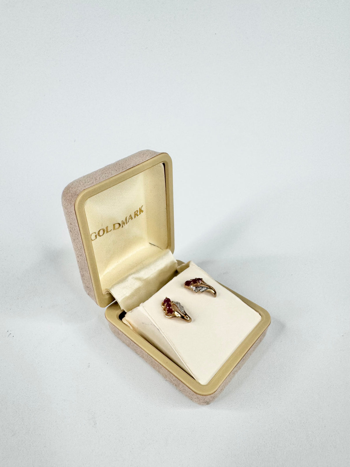 9ct Gold Ruby & Diamond Swirl Studs
