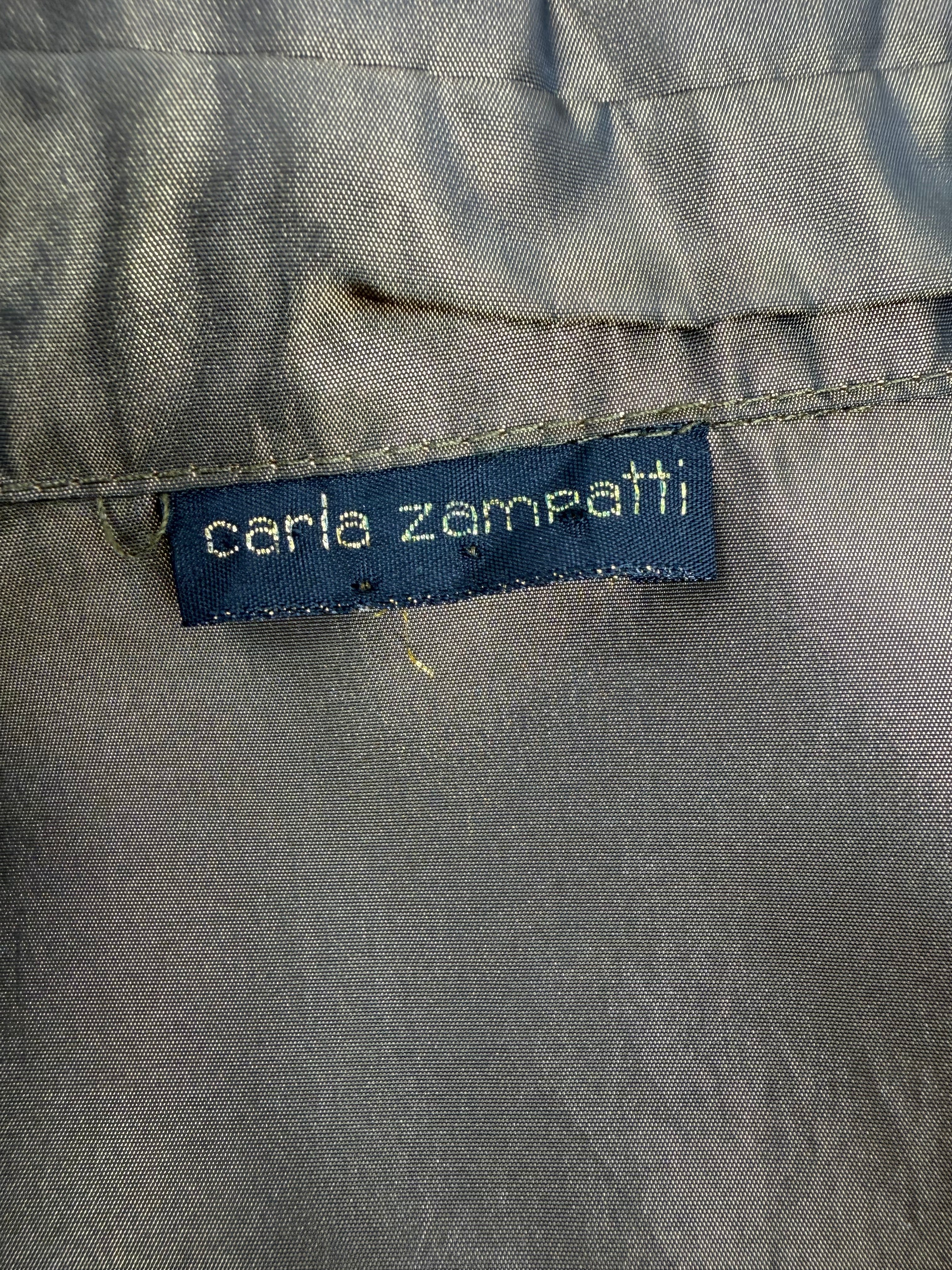 Carla Zampatti Olive Green Duo-Tone Blouse - AU14
