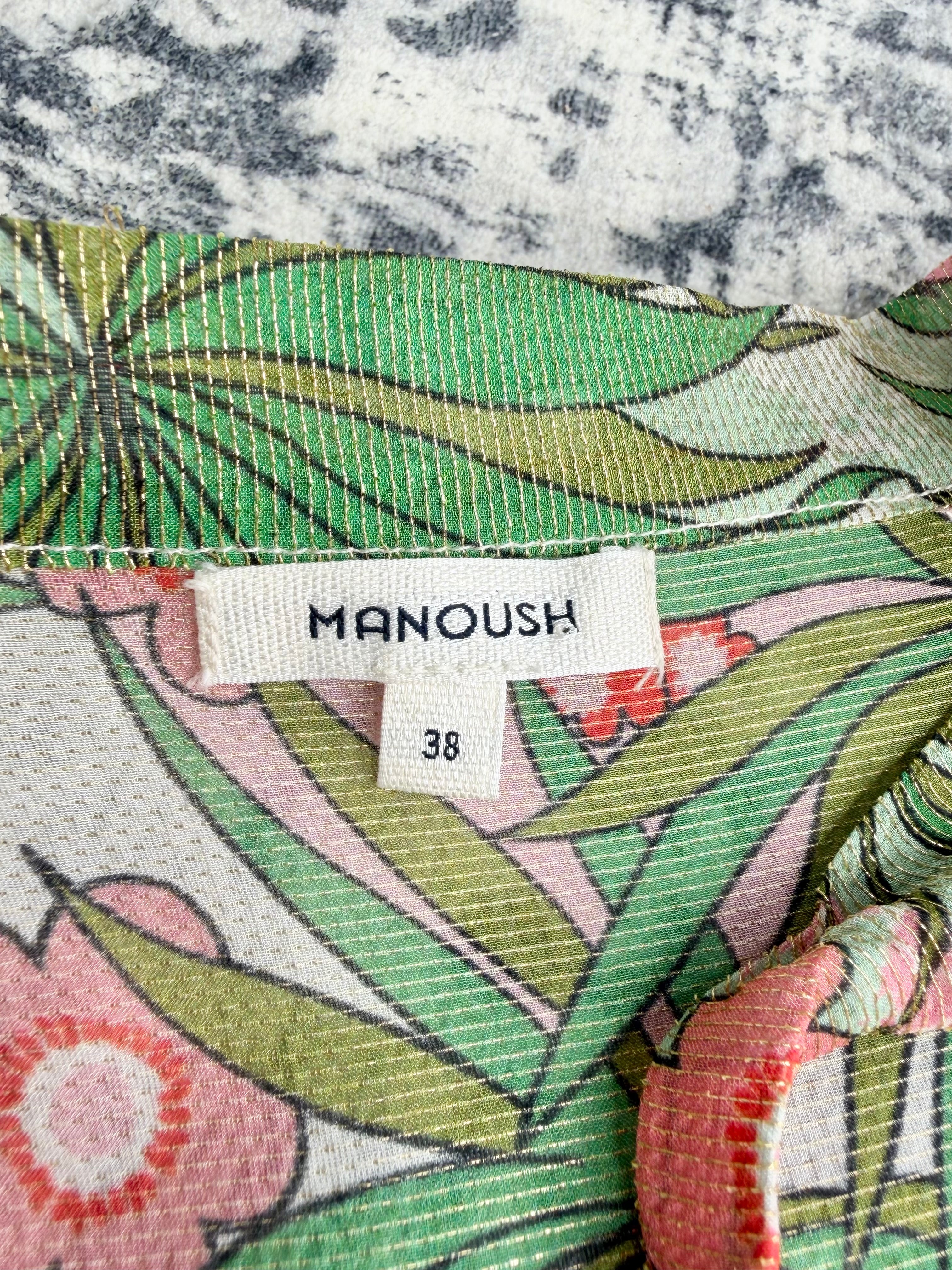 Manoush Retro Floral Patterned Silk & Lurex Prairie Dress - AU10