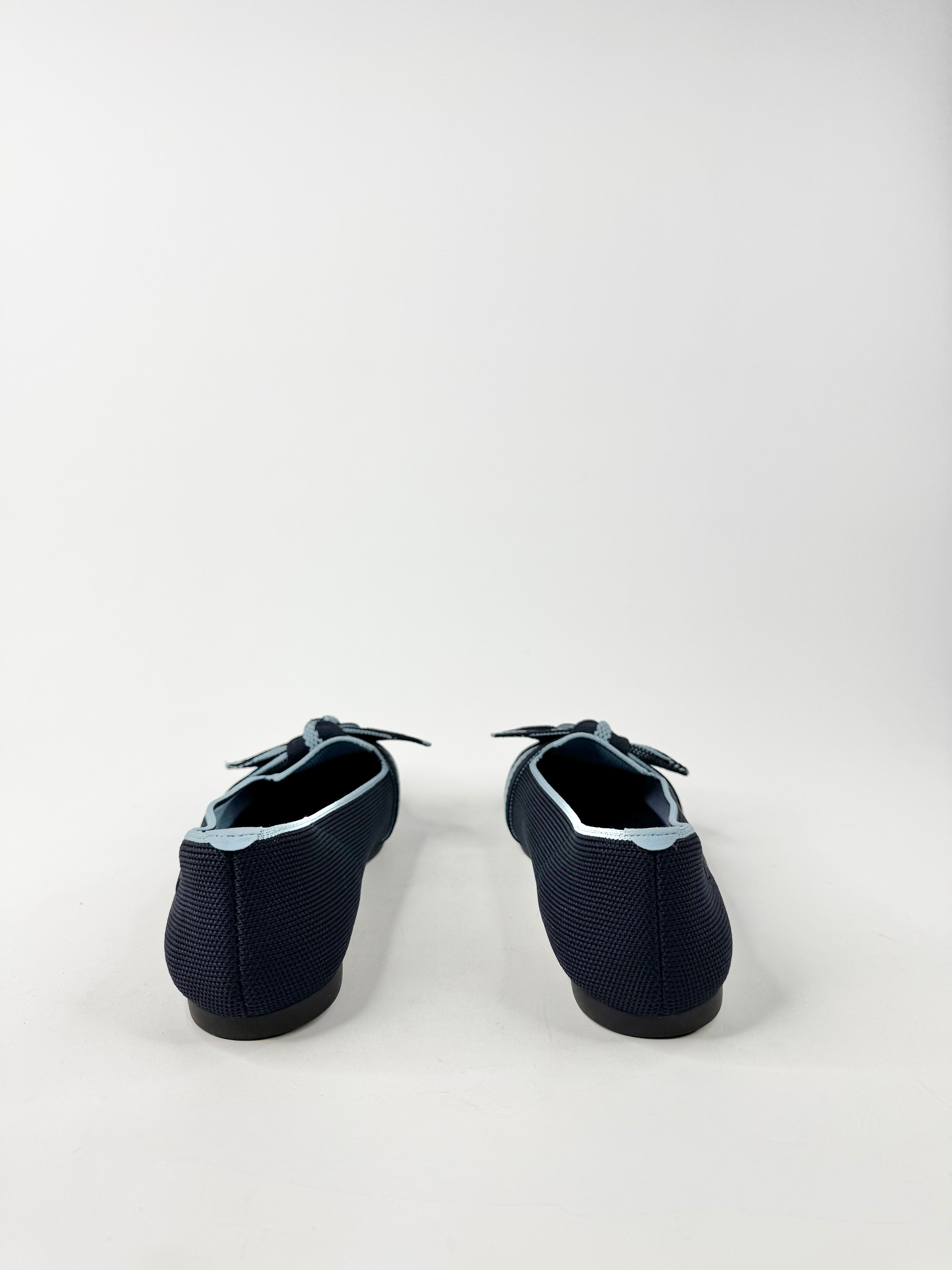 Vivaia Navy & Light Blue Bow Pattern Loafers - EU37.5