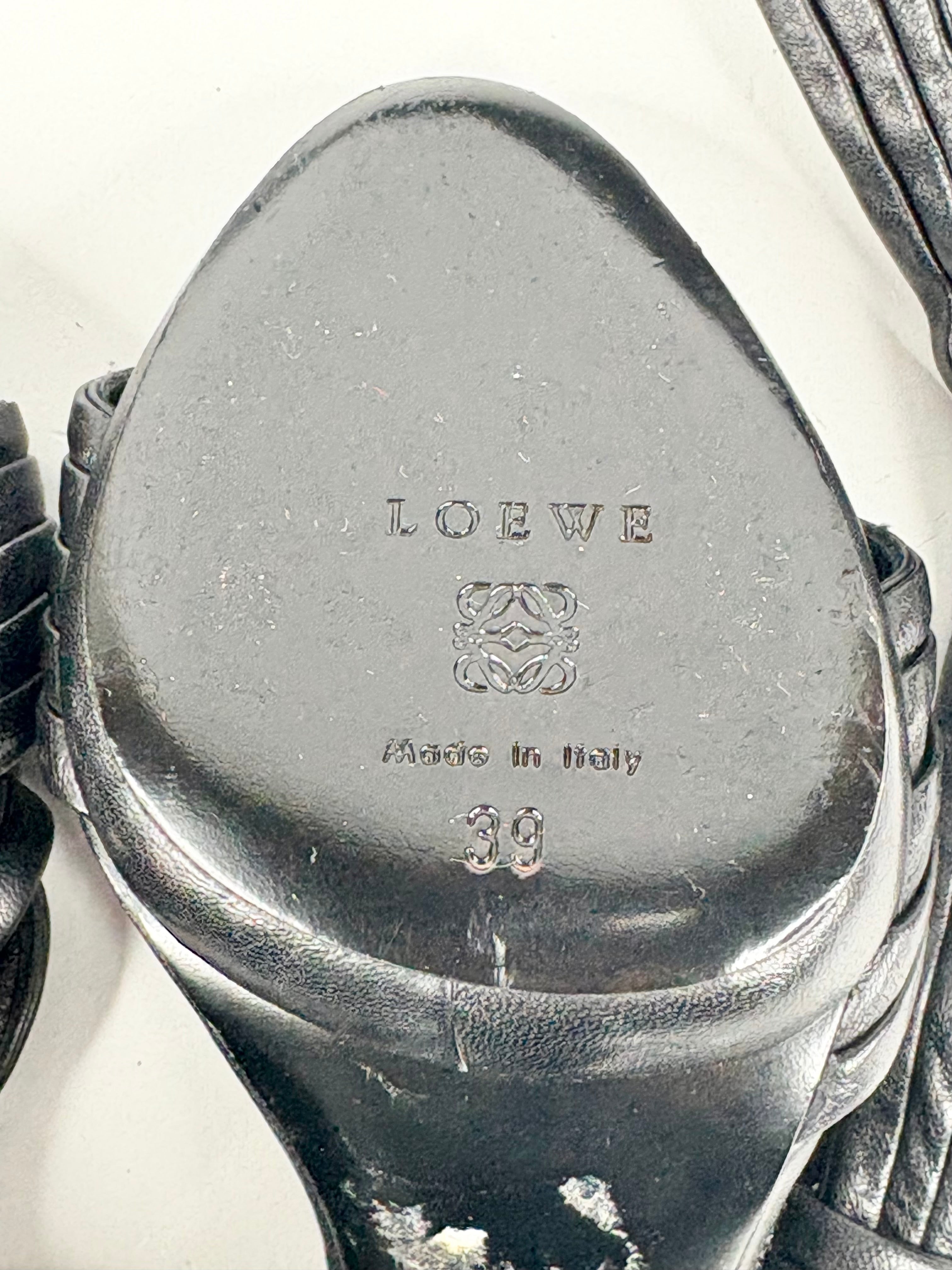 Loewe Black Leather Leg-Tie Sandals - EU39