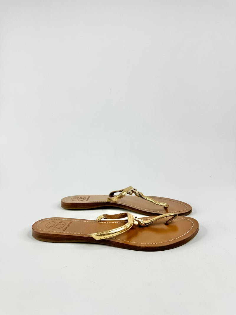 Tory Burch Metallic Gold Thongs  - EU40