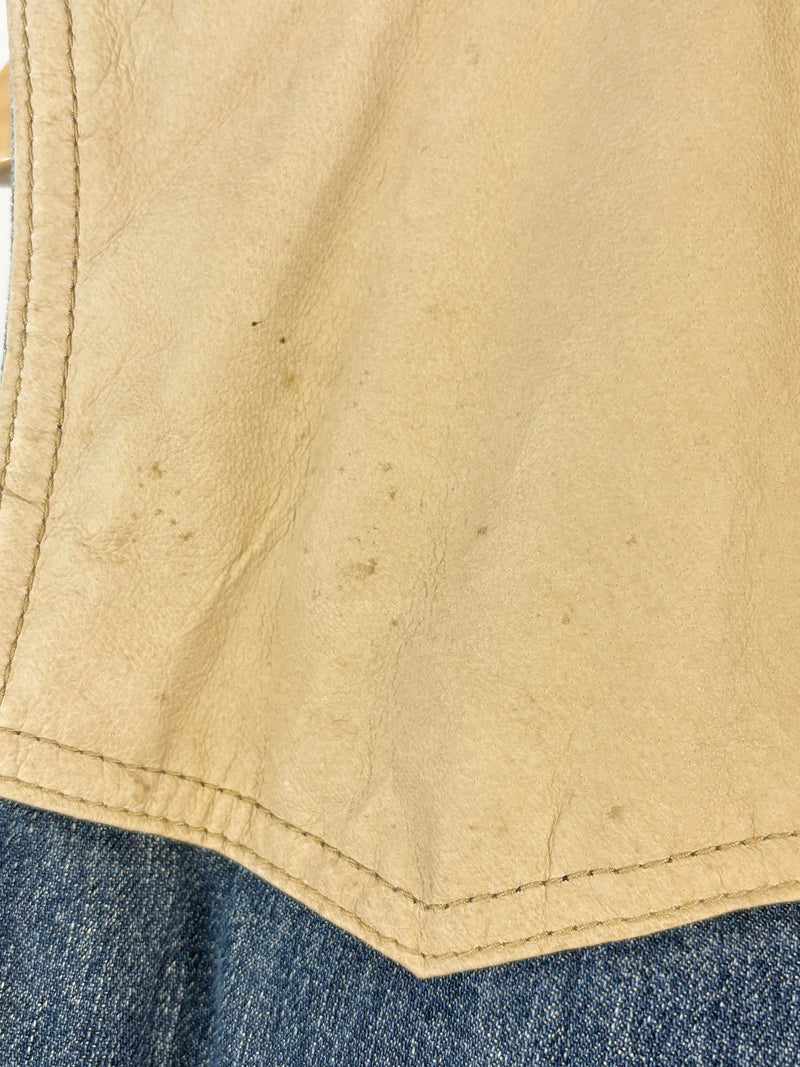 R.M. Williams Beige & Indigo Denim Padded 'Longhorn' Vest - L