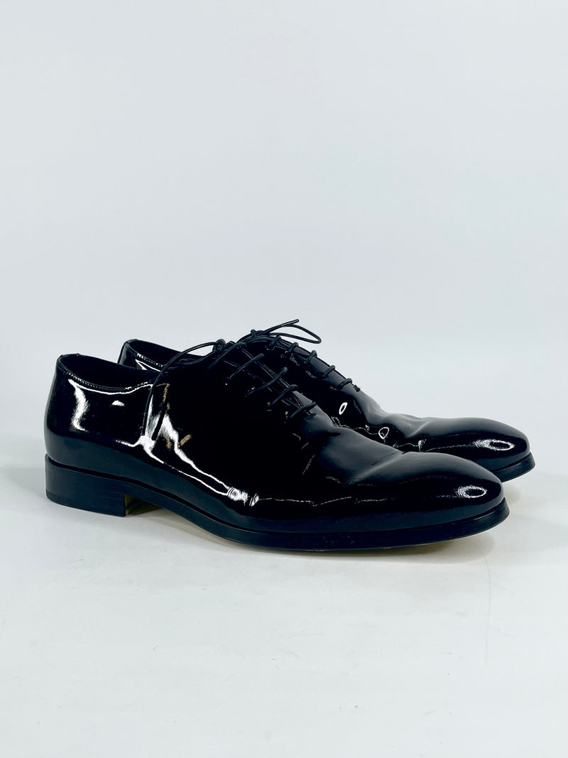 Doucal's Black Patent Leather Oxford Shoes - EU40