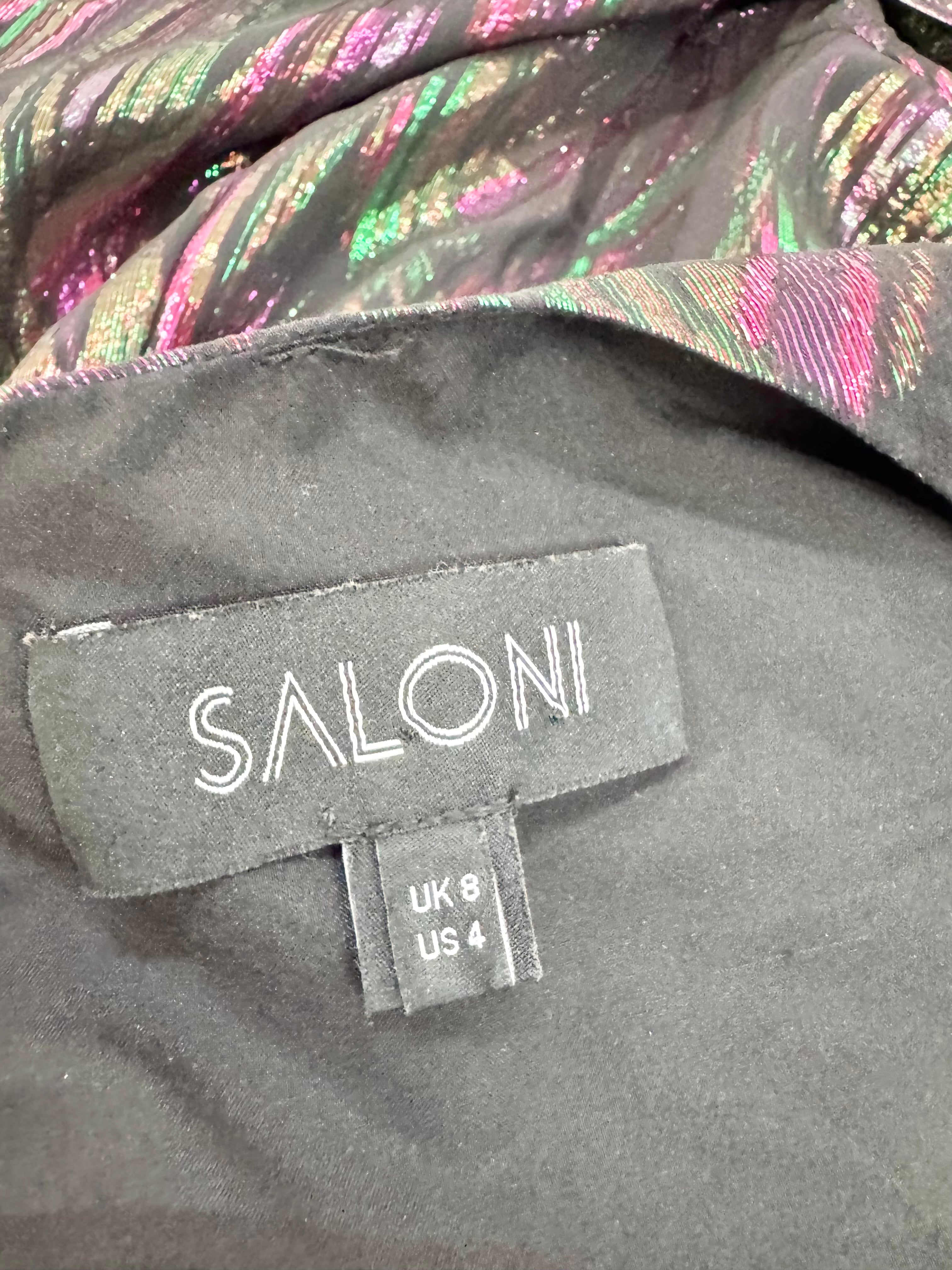 Saloni 'Alya' Ruffled Metallic Fil Coupe Silk-Blend Chiffon Midi Dress - AU8