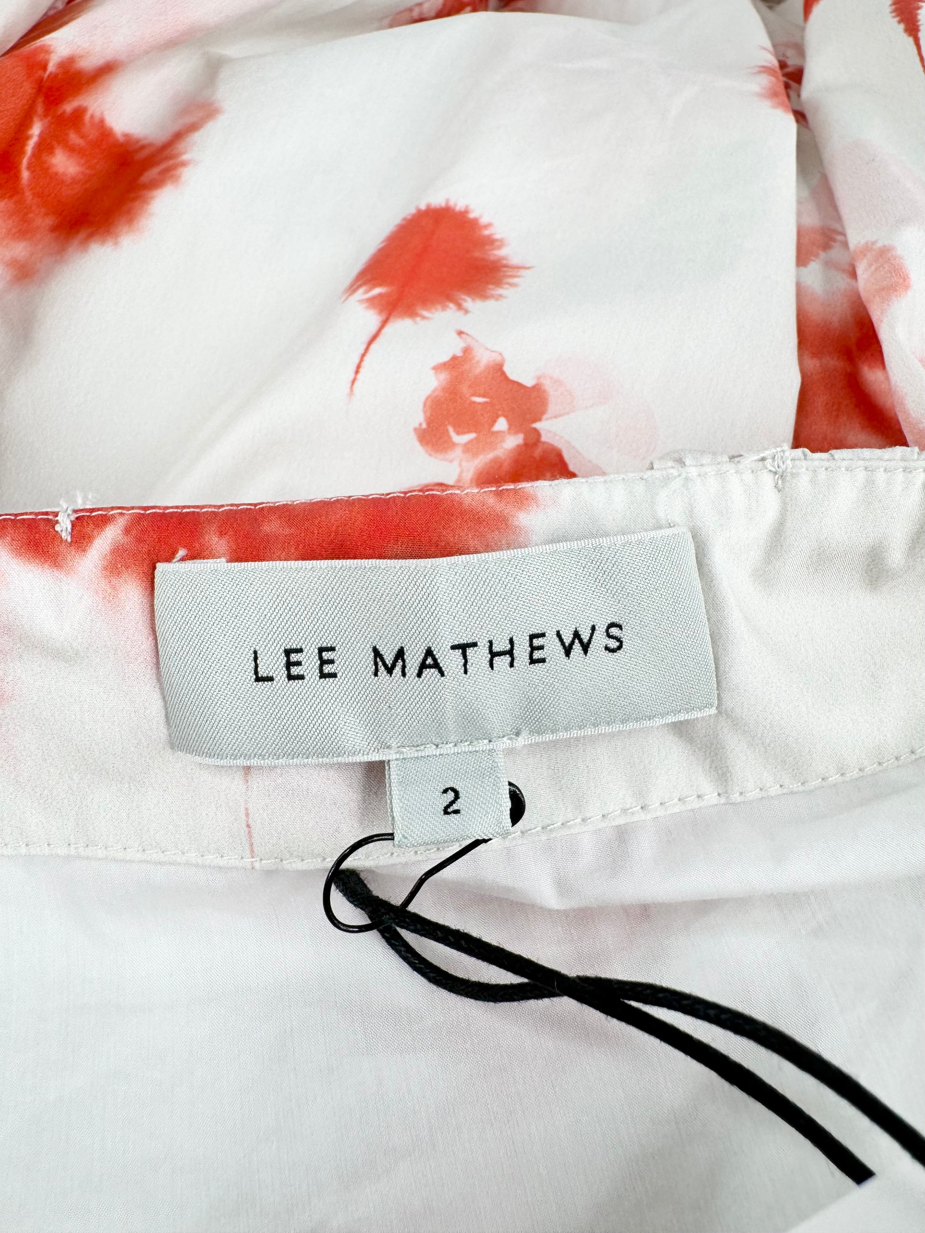 Lee Mathews White Watercolour Flour Patterned 'Fleur' Bubble Skirt NWT - AU10