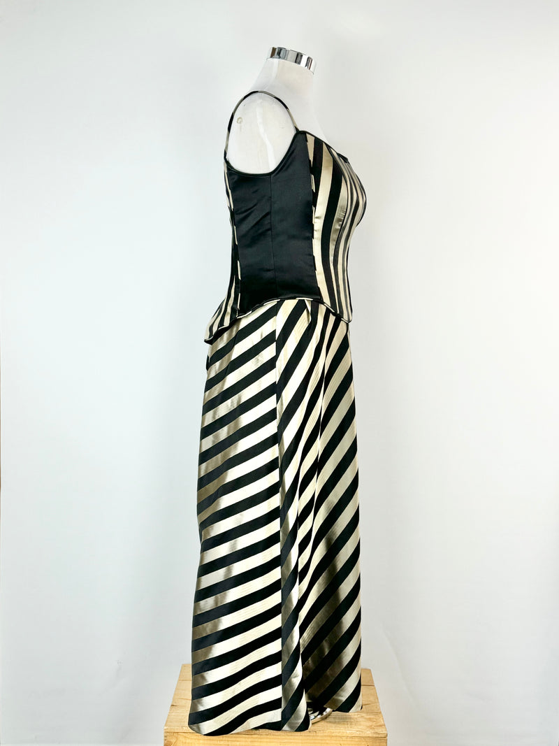 Y2K Ania G Fashion Black & Gold Striped Formal Set - AU12