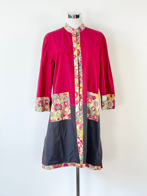 Circus Roadshow Vintage Red & Floral Trim Tunic - S