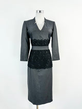 Jaeger Black Grey Lace Embellished Dress NWT - AU10