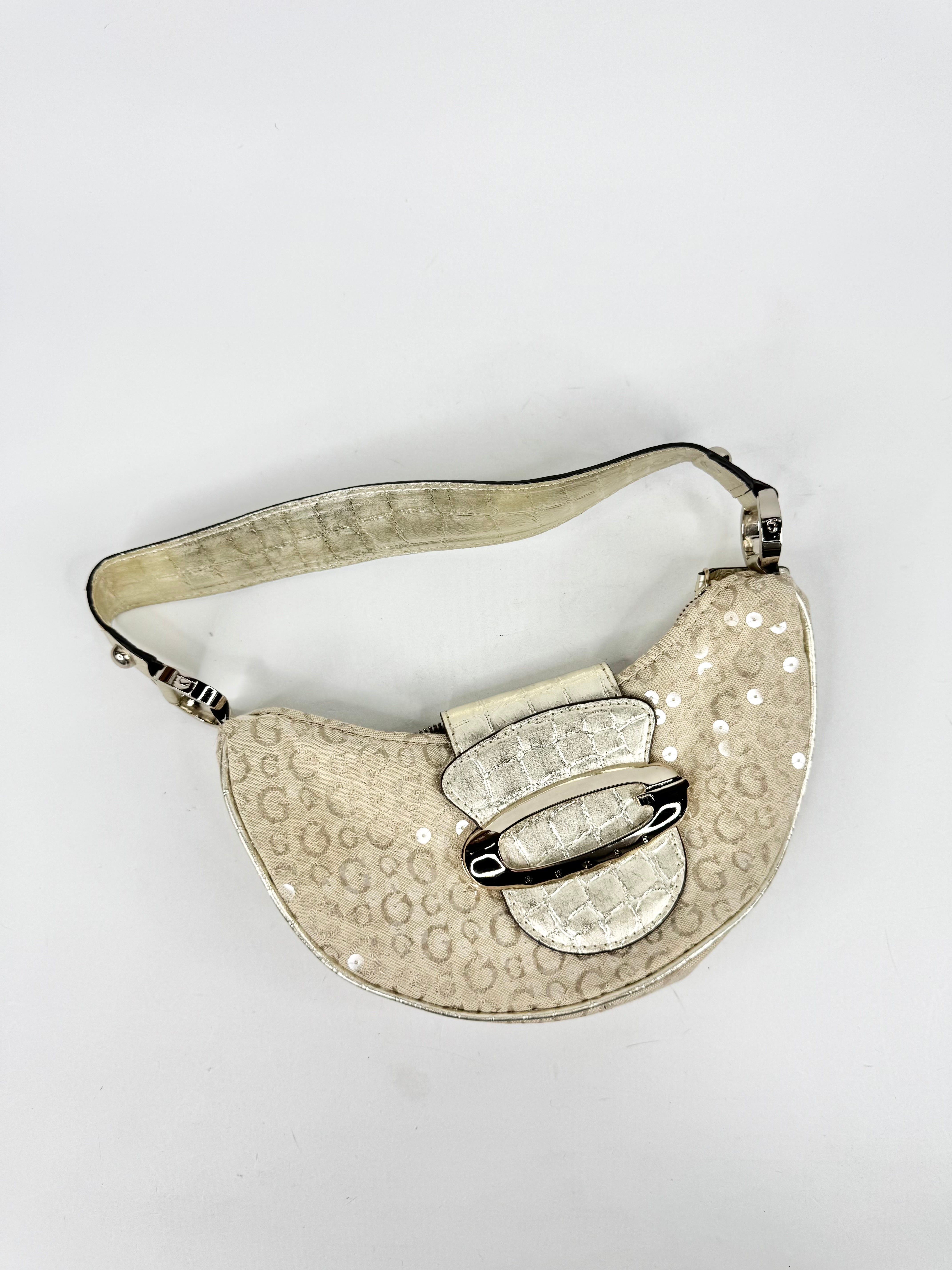 Guess Pale Gold Sequin Patterned Baguette