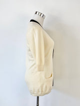 Ralph Lauren Cream & Black Short Sleeve Cashmere Cardigan - AU10/12