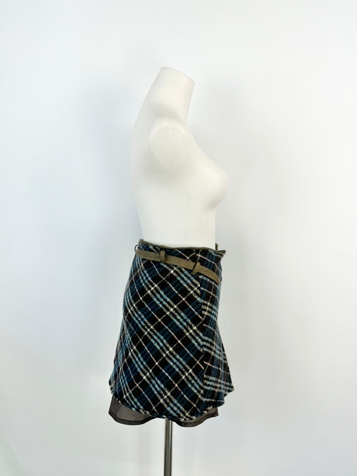 Burberry London 'Blue Label' Blue & Grey Tartan Mini Skirt - AU8