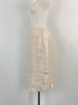 Carla Zampatti Pink Champagne Linen-Blend Midi Skirt - AU8