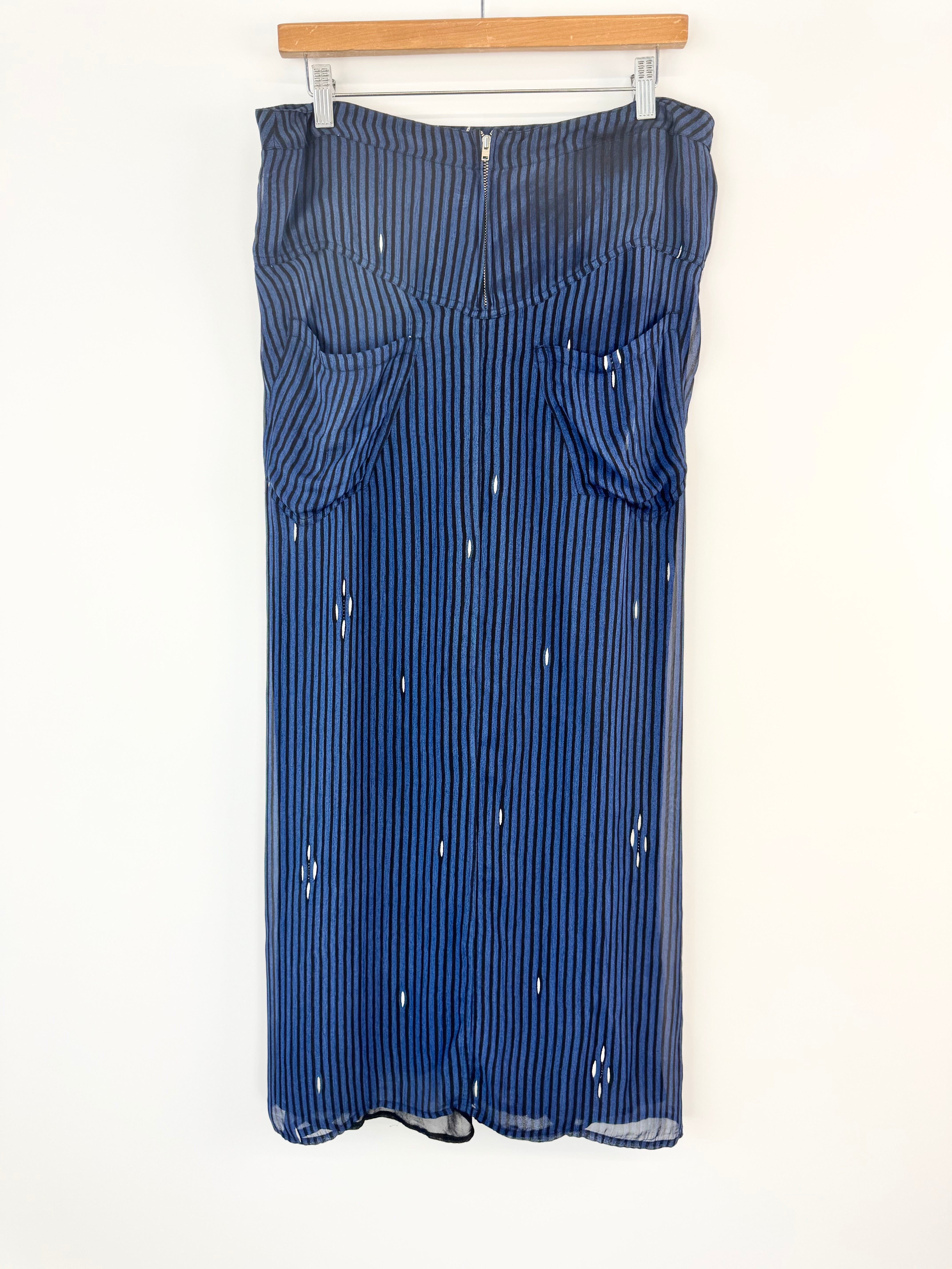 Isabel Marant Étoile Blue & Black Striped Semi Sheer Skirt - AU10