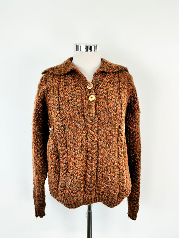 Vintage Autumn Orange Knitted Jumper - AU14