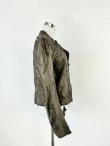 Sylvie Schimmel Lazer Cut Chocolate Leather Jacket - AU8/10