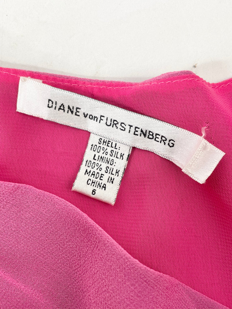 Diane von Furstenberg Magenta Sequined Sheer Silk Drape Dress - AU10