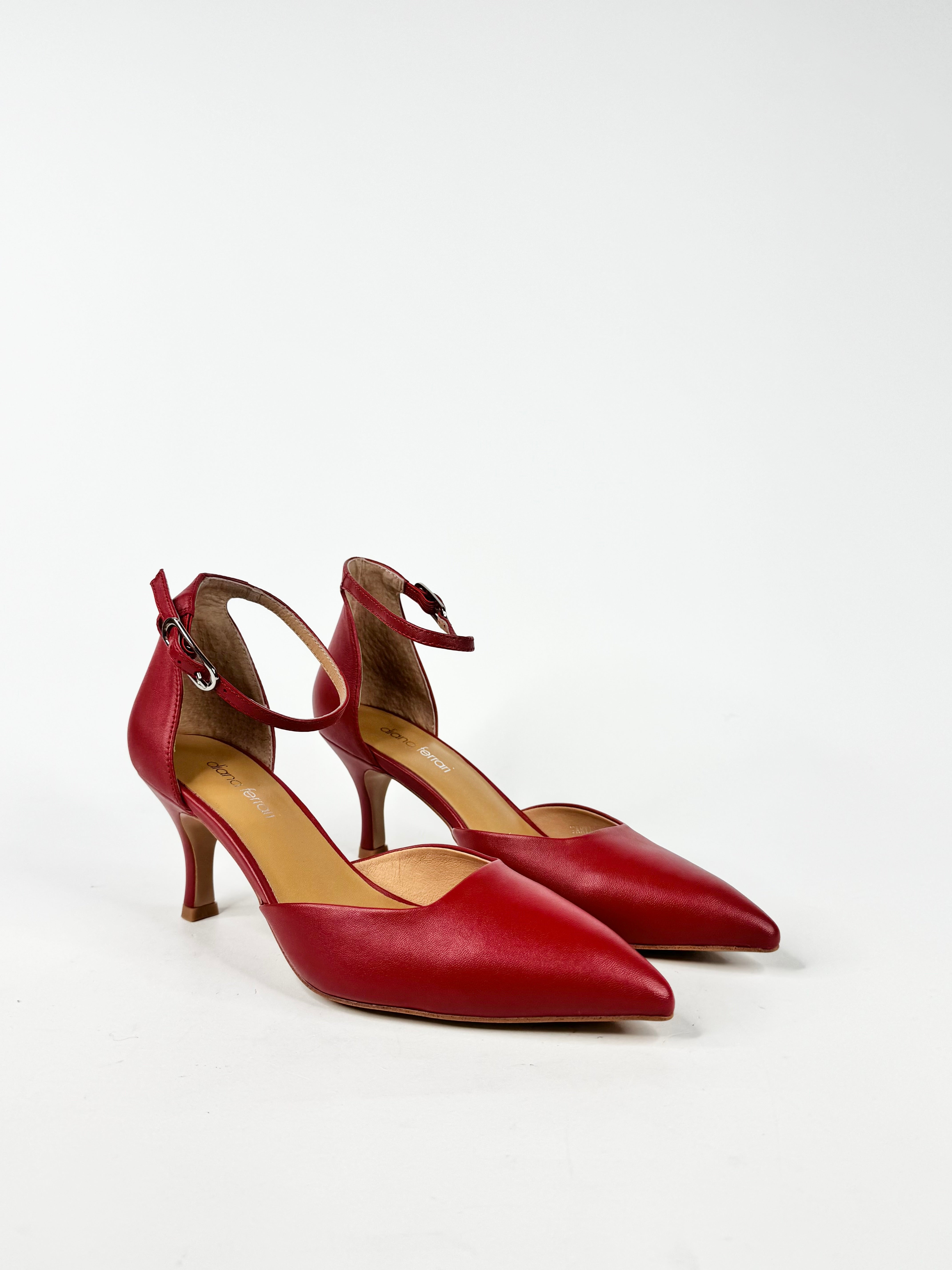 MFW Diana Ferrari Tartine Deep Red Leather Heels - EU37