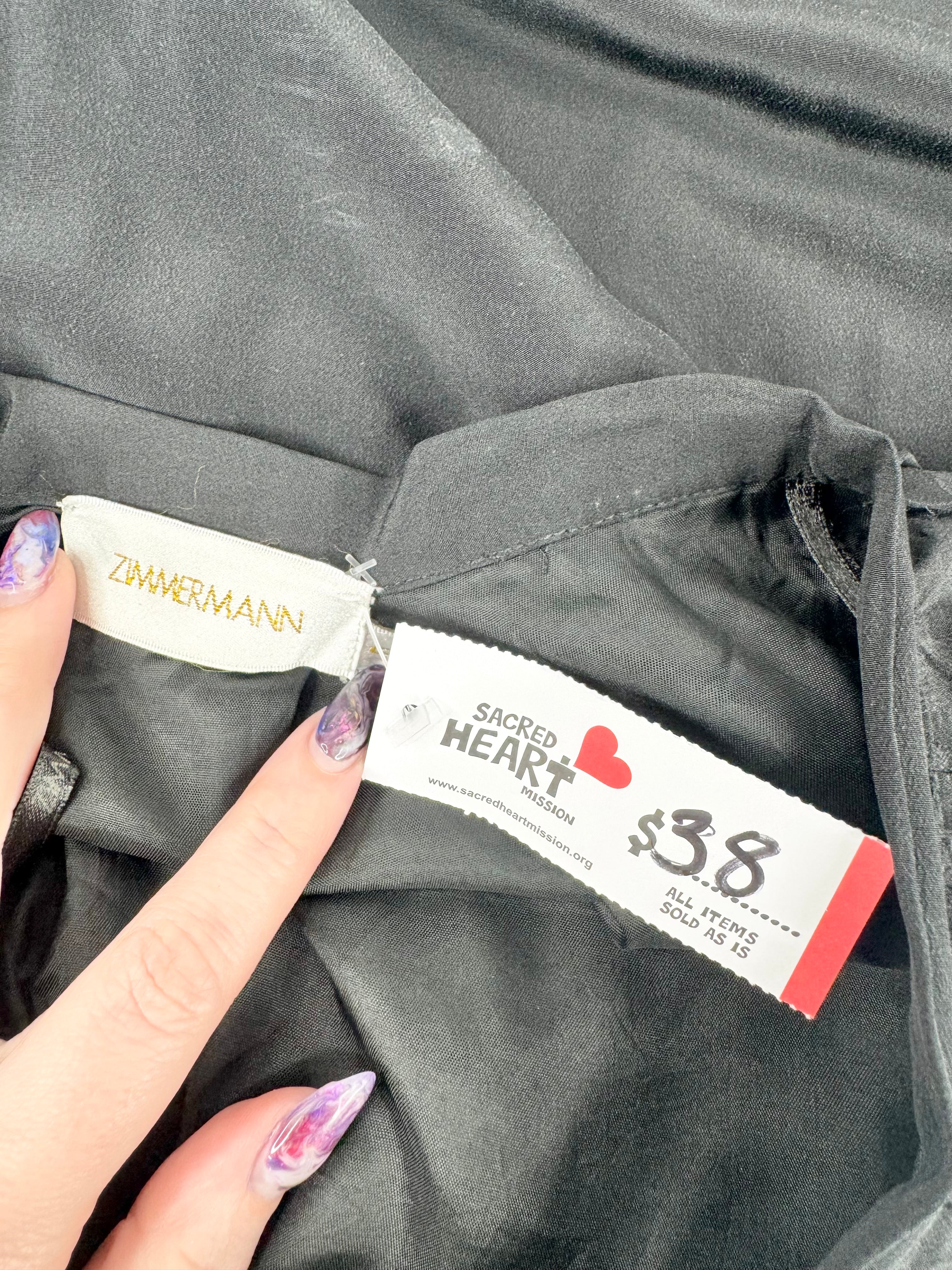 Zimmermann Black Scallop Hem Silk Skirt - AU6