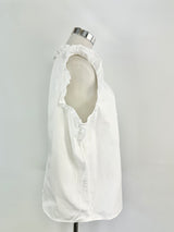 Alessandra White Denim Ruffle Trim Top - AU8