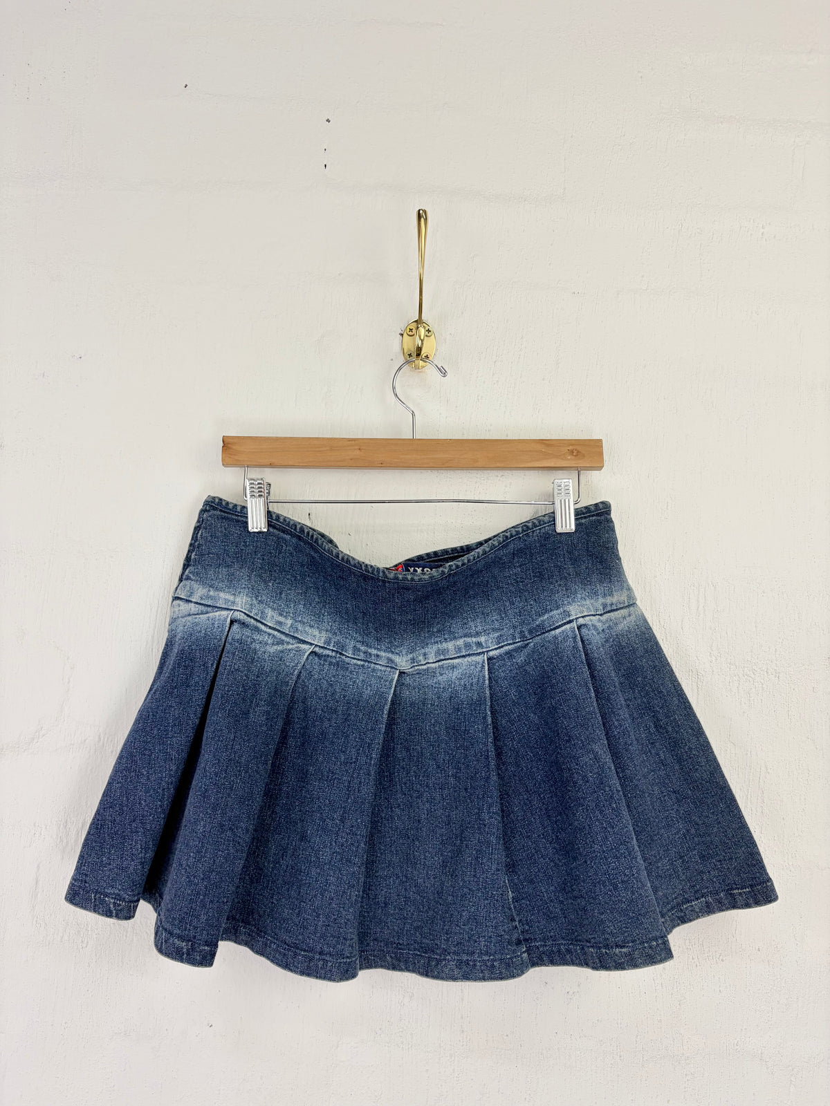 Y2K Roxy Denim Pleated Mini Skirt - AU12/14