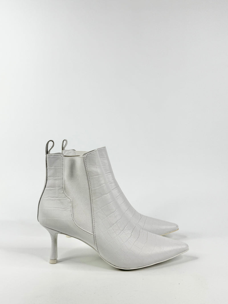 Senso White Croc Print Ankle Boots - EU38
